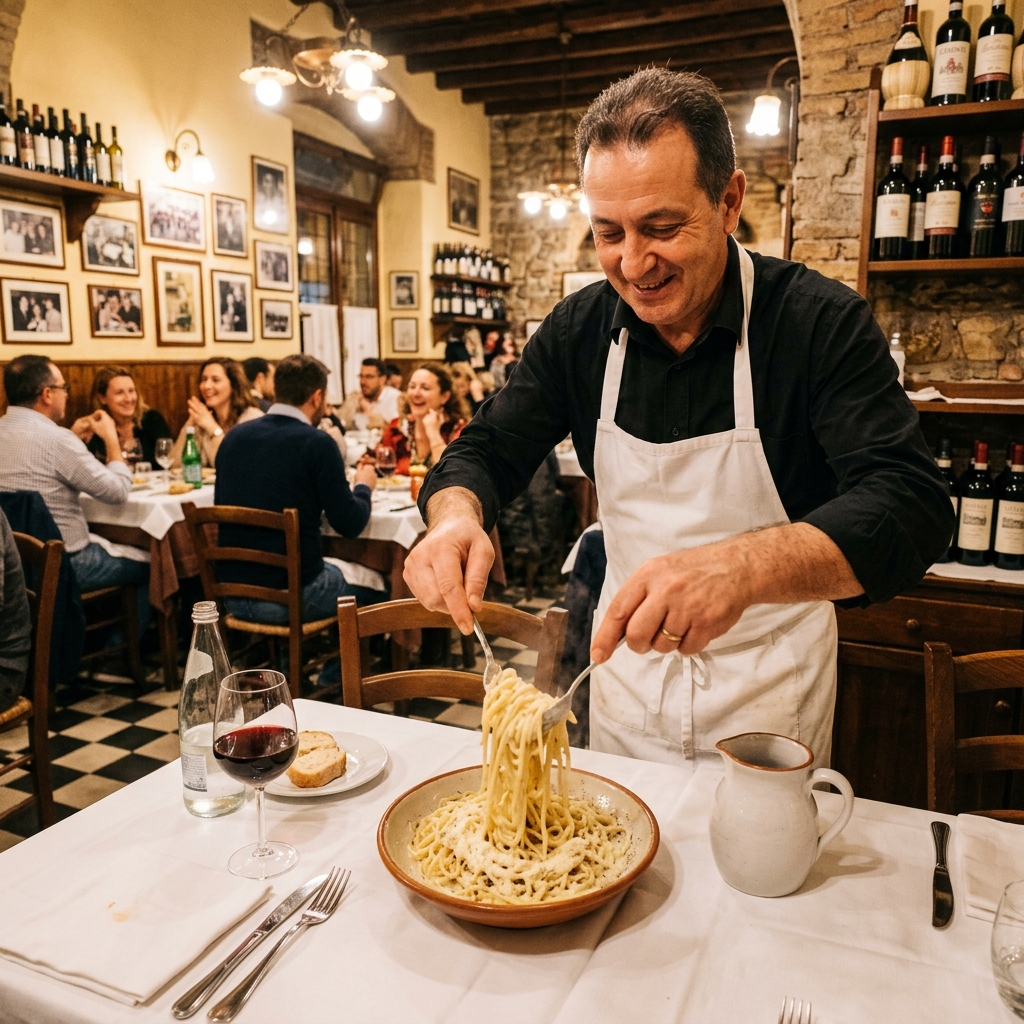Felice a Testaccio: El arte del Cacio e Pepe emulsionado frente a tus ojos