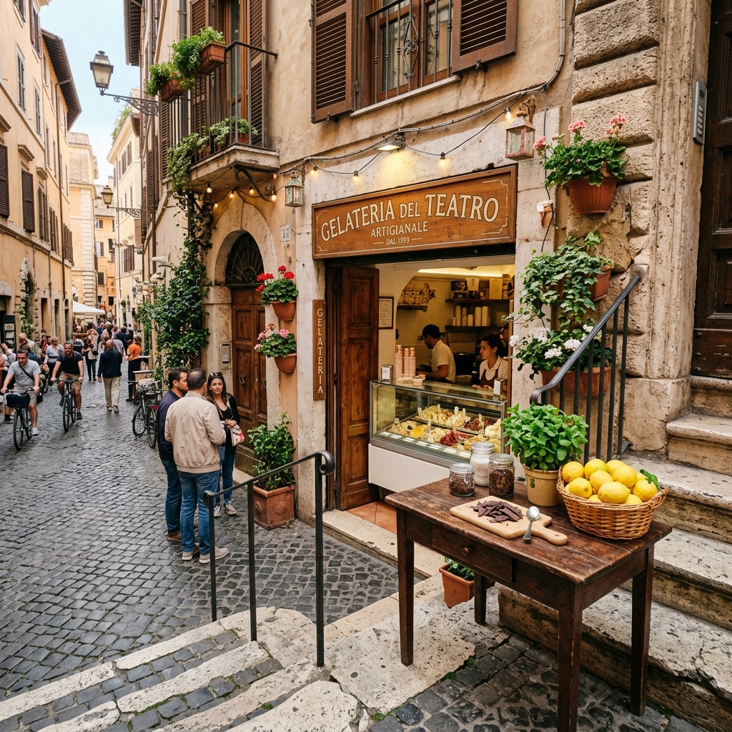 Gelateria del Teatro: El encanto medieval y la pureza de los ingredientes naturales en Roma